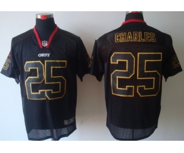 Nike Kansas City Chiefs #25 Jamaal Charles Lights Out Black Elite Jersey