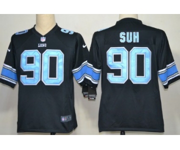 Nike Detroit Lions #90 Ndamukong Suh Black Game Jersey