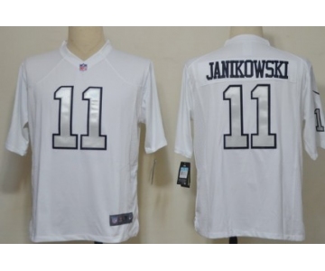 Nike Oakland Raiders #11 Sebastian Janikowski White With Silvery Game Jersey