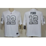 Nike Oakland Raiders #12 Jacoby Ford White With Silvery Game Jersey