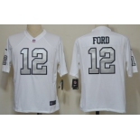 Nike Oakland Raiders #12 Jacoby Ford White With Silvery Game Jersey