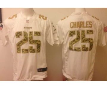 Nike Kansas City Chiefs #25 Jamaal Charles Salute to Service White Game Jersey