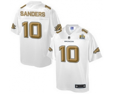Denver Broncos #10 Emmanuel Sanders Nike All White With Gold 2016 Super Bowl 50 Patch Game Jersey