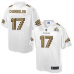 Denver Broncos #17 Brock Osweiler Nike All White With Gold 2016 Super Bowl 50 Patch Game Jersey