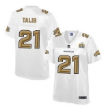 Denver Broncos #21 Aqib Talib Nike All White With Gold 2016 Super Bowl 50 Patch Game Jersey
