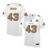 Denver Broncos #43 T. J. Ward Nike All White With Gold 2016 Super Bowl 50 Patch Game Jersey