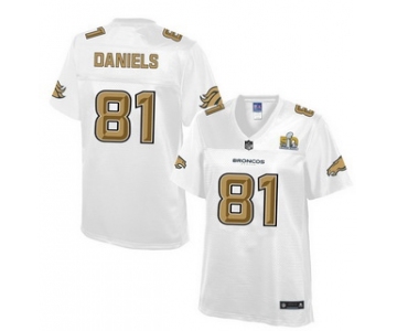 Denver Broncos #81 Owen Daniels Nike All White With Gold 2016 Super Bowl 50 Patch Game Jersey