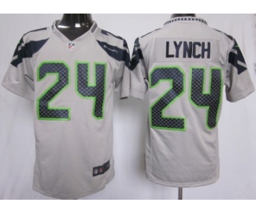 Nike Seattle Seahawks #24 Marshawn Lynch Gray Game Jersey