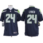 Nike Seattle Seahawks #24 Marshawn Lynch Navy Blue Game Jersey