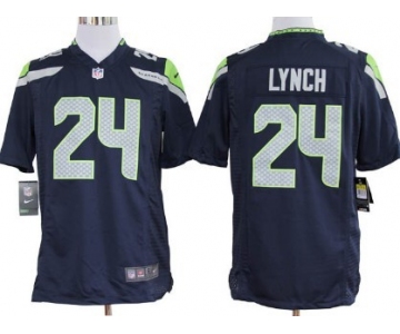 Nike Seattle Seahawks #24 Marshawn Lynch Navy Blue Game Jersey