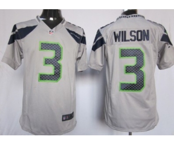 Nike Seattle Seahawks #3 Russell Wilson Gray Game Jersey