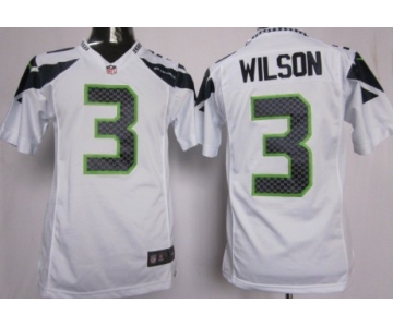 Nike Seattle Seahawks #3 Russell Wilson White Game Jersey