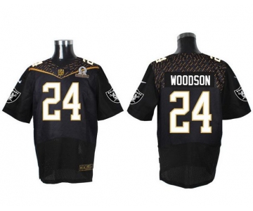 Men's Oakland Raiders #24 Charles Woodson Black 2016 Pro Bowl Nike Elite Jersey