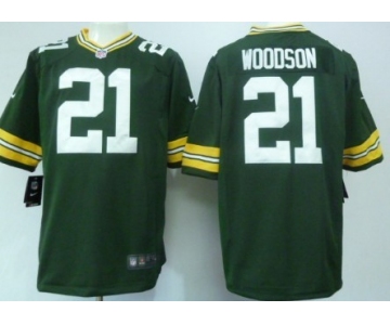 Nike Green Bay Packers #21 Charles Woodson Green Game Jersey