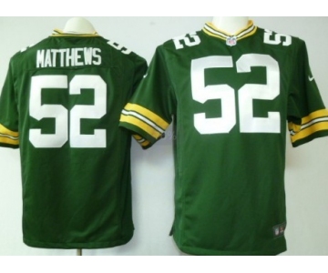 Nike Green Bay Packers #52 Clay Matthews Green Game Jersey