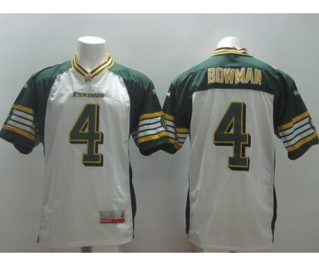 CFL Edmonton Eskimos #4 Adarius Bowman White Jersey