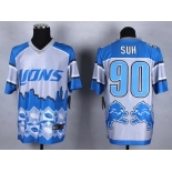 Nike Detroit Lions #90 Ndamukong Suh 2015 Noble Fashion Elite Jersey