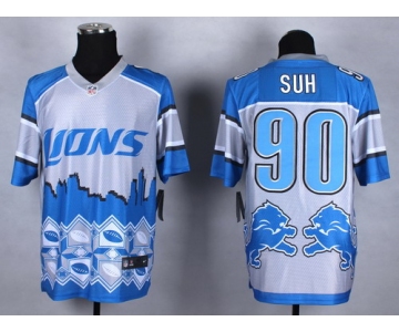 Nike Detroit Lions #90 Ndamukong Suh 2015 Noble Fashion Elite Jersey