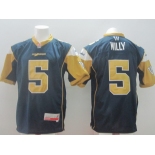 CFL Winnipeg Blue Bombers #5 Drew Willy Navy Blue Jersey