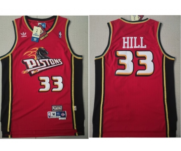 Detroit Pistons 33 Grant Hill Swingman Red Throwback Adidas Jersey