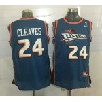 Men's Detroit Pistons #24 Mateen Cleaves Teal Blue Hardwood Classics Soul Swingman Throwback Jersey