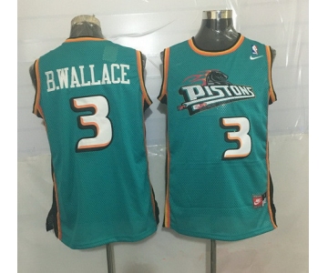 Men's Detroit Pistons #3 Ben Wallace Teal Green Hardwood Classics Soul Swingman Throwback Jersey