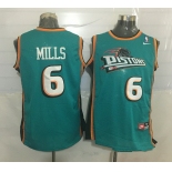 Men's Detroit Pistons #6 Terry Mills Teal Green Hardwood Classics Soul Swingman Throwback Jersey