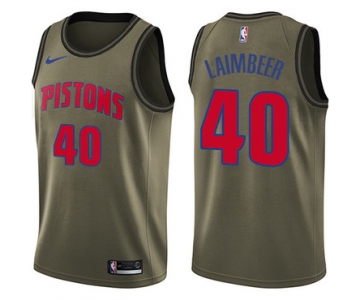 Nike Pistons #40 Bill Laimbeer Green Salute to Service NBA Swingman Jersey