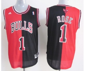 Chicago Bulls #1 Derrick Rose Revolution 30 Swingman Red/Black Two Tone Jersey
