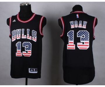 Chicago Bulls #13 Joakim NoahRevolution 30 Swingman 2014 USA Flag Fashion Black Jersey