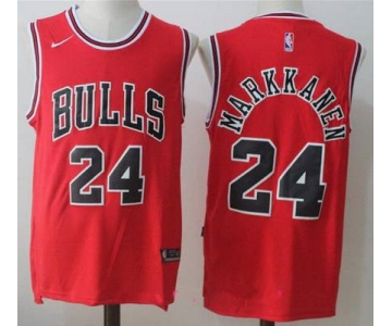 Men's Chicago Bulls #24 Lauri Markkanen Red 2017-2018 Nike Swingman Stitched NBA Jersey
