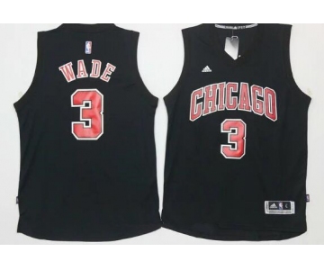 Men's Chicago Bulls #3 Dwyane Wade All Black With Red Stitched NBA Adidas Revolution 30 Swingman Jersey