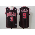 Men's Chicago Bulls #9 Rajon Rondo Black Pinstripe Adidas Revolution 30 Swingman Stitched NBA Jersey