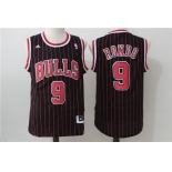 Men's Chicago Bulls #9 Rajon Rondo Black Pinstripe Adidas Revolution 30 Swingman Stitched NBA Jersey
