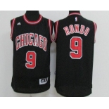 Men's Chicago Bulls #9 Rajon Rondo Black Revolution 30 Swingman Adidas Basketball Jersey