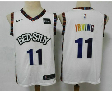 Men's Brooklyn Nets #11 Kyrie Irving NEW White Fashion Name 2020 City Edition Swingman Stitched NBA Jersey