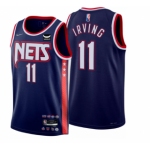 Men's Brooklyn Nets #11 Kyrie Irving  Navy 2021-22 Swingman City Edition 75th Anniversary Stitched Basketball Jersey