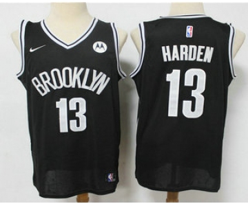 Men's Brooklyn Nets #13 James Harden 2021 Black Swingman Stitched NBA Jersey With The NEW Sponsor Logo