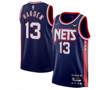 Men's Brooklyn Nets #13 James Harden Navy 2021-22 Swingman City Edition 75th Anniversary Stitched Basketball Jersey