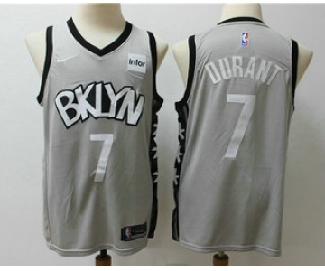 Men's Brooklyn Nets #7 Kevin Durant Gray 2019 NEW Nike Swingman Stitched NBA Jersey With The Sponsor Logo