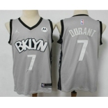 Men's Brooklyn Nets #7 Kevin Durant Light Grey 2021 Brand Jordan Swingman Stitched NBA Jersey With NEW Sponsor Logo