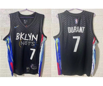 Men's Brooklyn Nets #7 Kevin Durant NEW Black 2021 City Edition Swingman Stitched NBA Jersey