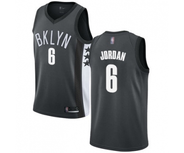 Nets #6 DeAndre Jordan Gray Basketball Swingman Statement Edition Jersey