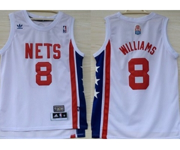 New Jersey Nets #8 Deron Williams ABA Hardwood Classic White Swingman Jersey