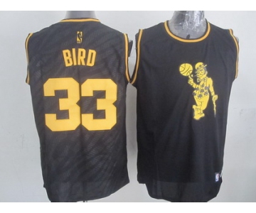 Boston Celtics #33 Larry Bird Revolution 30 Swingman 2014 Black With Gold Jersey
