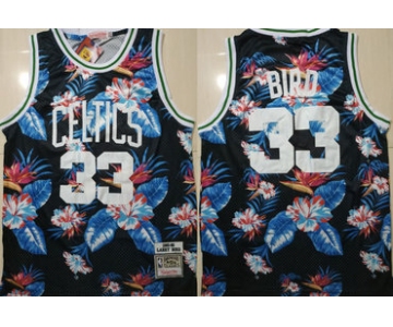 Celtics Bape 33 Larry Bird Black 1985-86 Hardwood Classics Floral Fashion Swingman Jersey