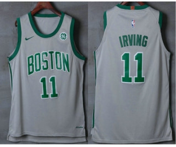 Men's Boston Celtics #11 Kyrie Irving Grey 2017-2018 Nike Authentic General Electric Stitched NBA Jersey