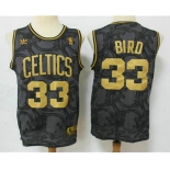 Men's Boston Celtics #33 Larry Bird Black Golden Hardwood Classics Soul Swingman Throwback Jersey