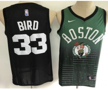 Men's Boston Celtics #33 Larry Bird Green with Black Salute Nike Swingman Stitched NBA Jersey