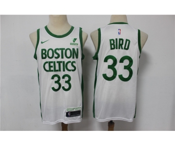 Men's Boston Celtics #33 Larry Bird White 2021 Nike City Edition Swingman Stitched NBA Jersey With The Sponsor Logo